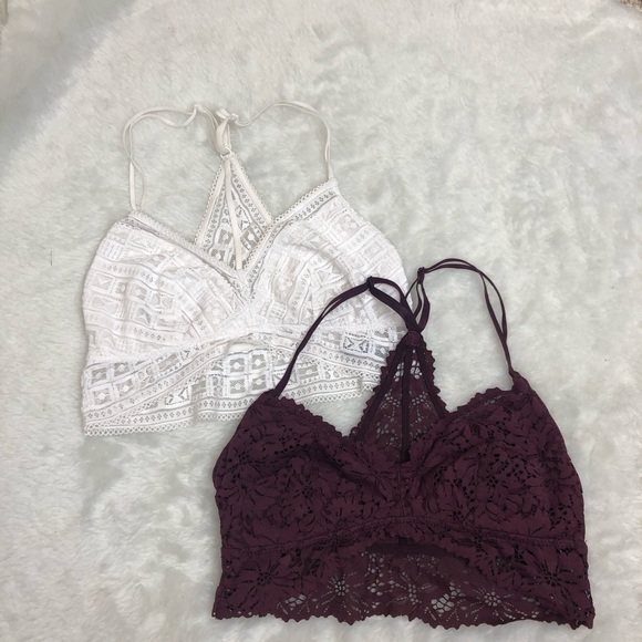 aerie Other - Aerie maroon and white lace bralettes size medium